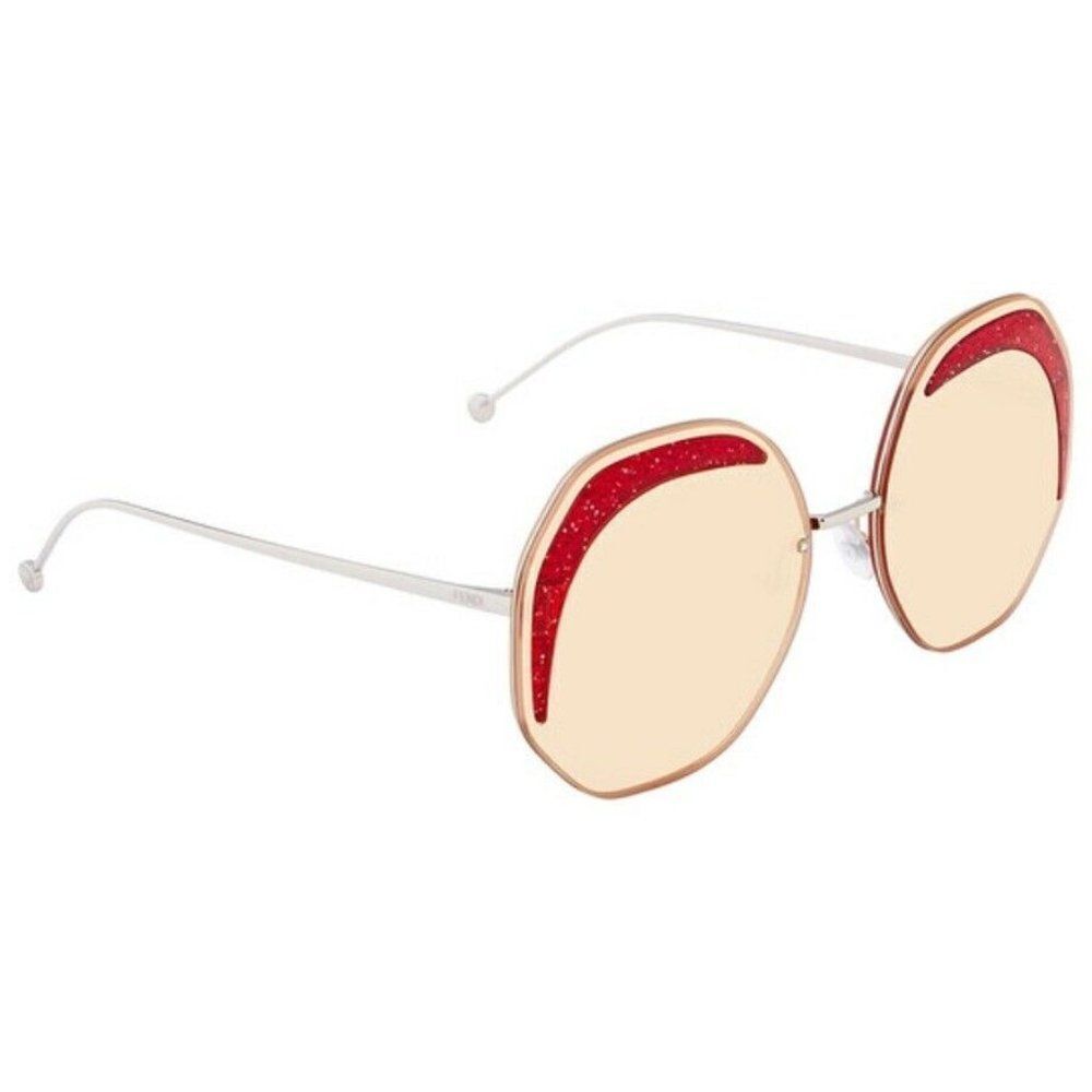Fendi Orange Silver Ff0358/S40g Geometric Women's Anti-reflective Sunglasses